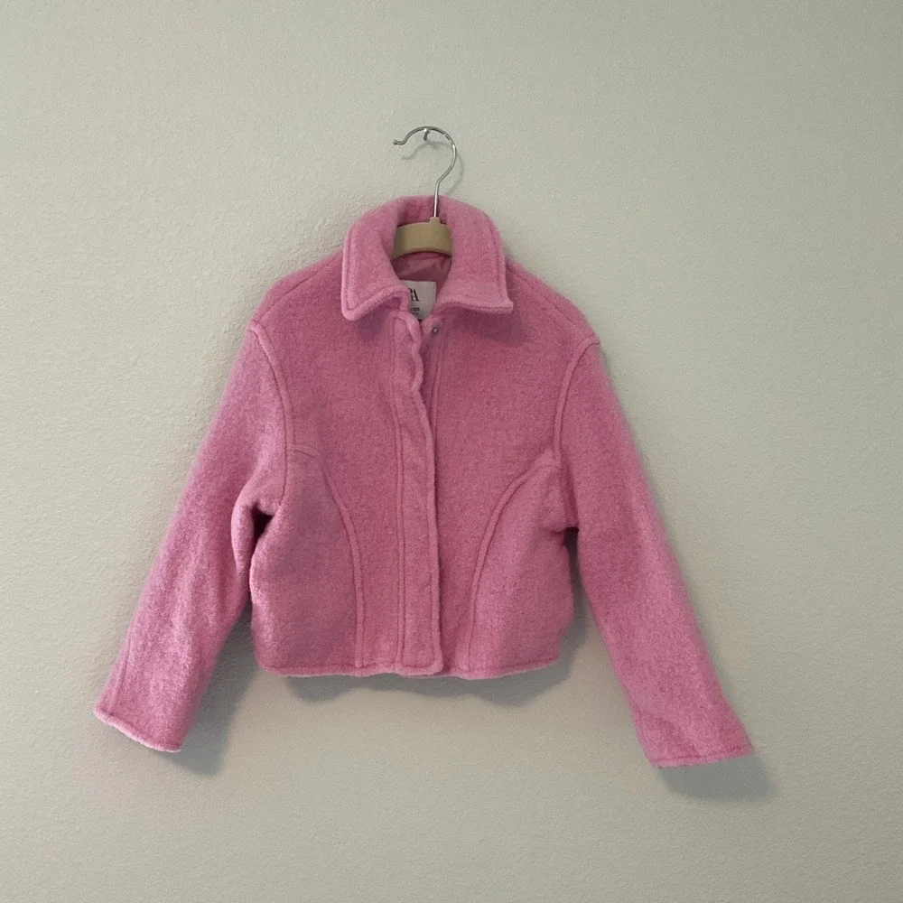 Zara Skirt Suit Set Girls 4-5 Pink Excellent Wool Blend Preppy Classic